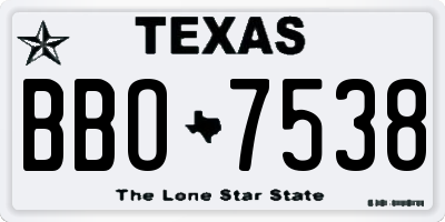 TX license plate BBO7538