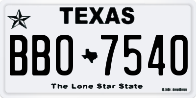 TX license plate BBO7540