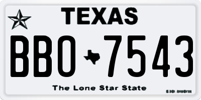 TX license plate BBO7543