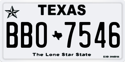 TX license plate BBO7546
