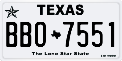 TX license plate BBO7551