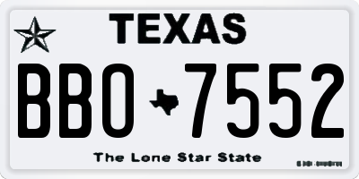 TX license plate BBO7552