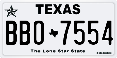 TX license plate BBO7554