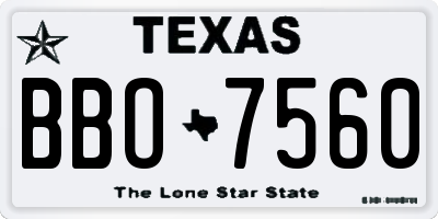 TX license plate BBO7560