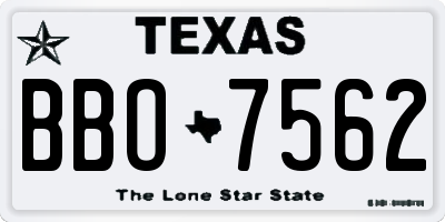 TX license plate BBO7562