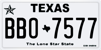 TX license plate BBO7577