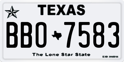 TX license plate BBO7583
