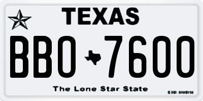 TX license plate BBO7600