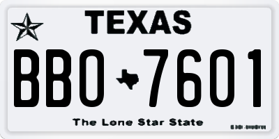 TX license plate BBO7601