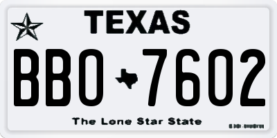 TX license plate BBO7602