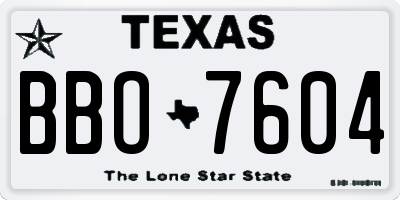 TX license plate BBO7604