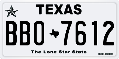 TX license plate BBO7612