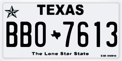 TX license plate BBO7613