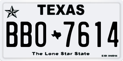 TX license plate BBO7614