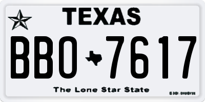 TX license plate BBO7617