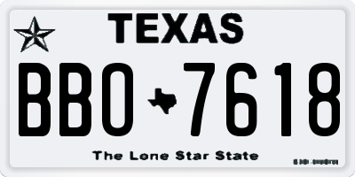 TX license plate BBO7618