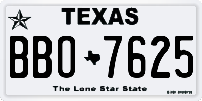 TX license plate BBO7625