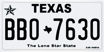 TX license plate BBO7630