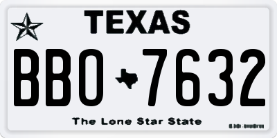TX license plate BBO7632