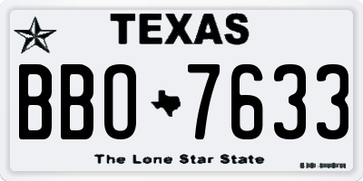 TX license plate BBO7633