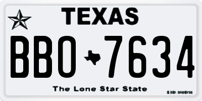 TX license plate BBO7634