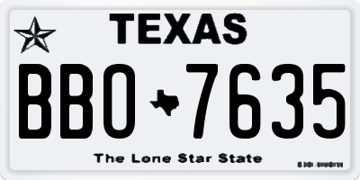 TX license plate BBO7635