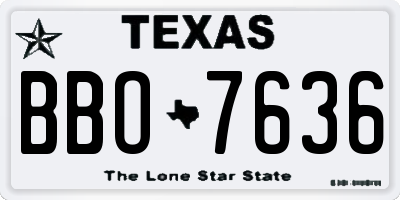 TX license plate BBO7636