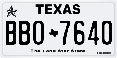 TX license plate BBO7640