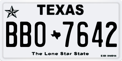 TX license plate BBO7642