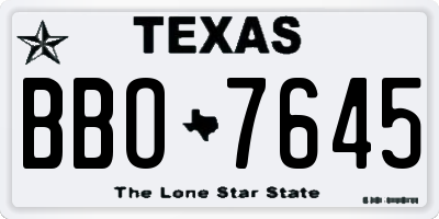 TX license plate BBO7645