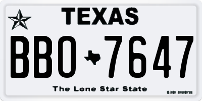 TX license plate BBO7647