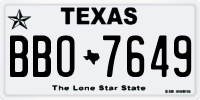 TX license plate BBO7649