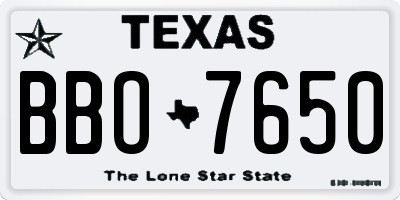 TX license plate BBO7650