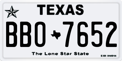 TX license plate BBO7652