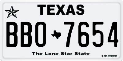 TX license plate BBO7654