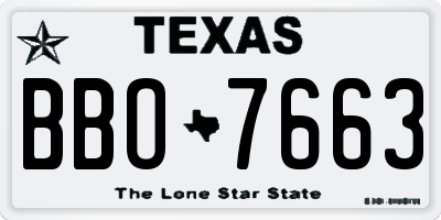 TX license plate BBO7663
