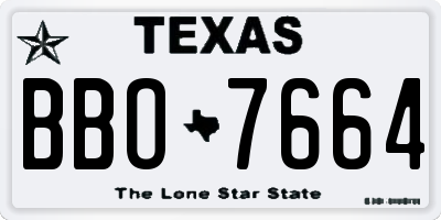 TX license plate BBO7664