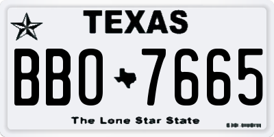 TX license plate BBO7665