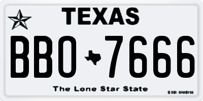TX license plate BBO7666
