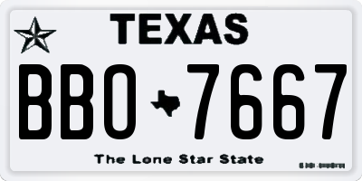 TX license plate BBO7667