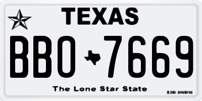 TX license plate BBO7669