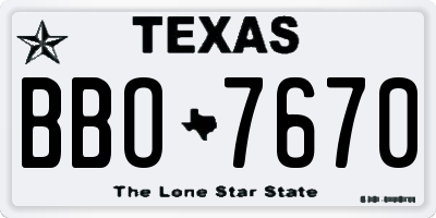 TX license plate BBO7670