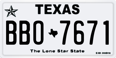 TX license plate BBO7671