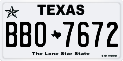 TX license plate BBO7672