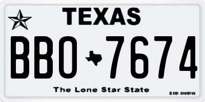 TX license plate BBO7674