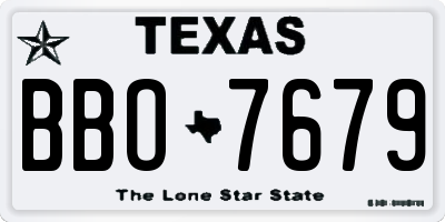 TX license plate BBO7679
