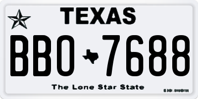 TX license plate BBO7688