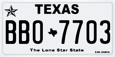 TX license plate BBO7703