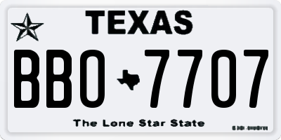 TX license plate BBO7707