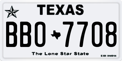TX license plate BBO7708